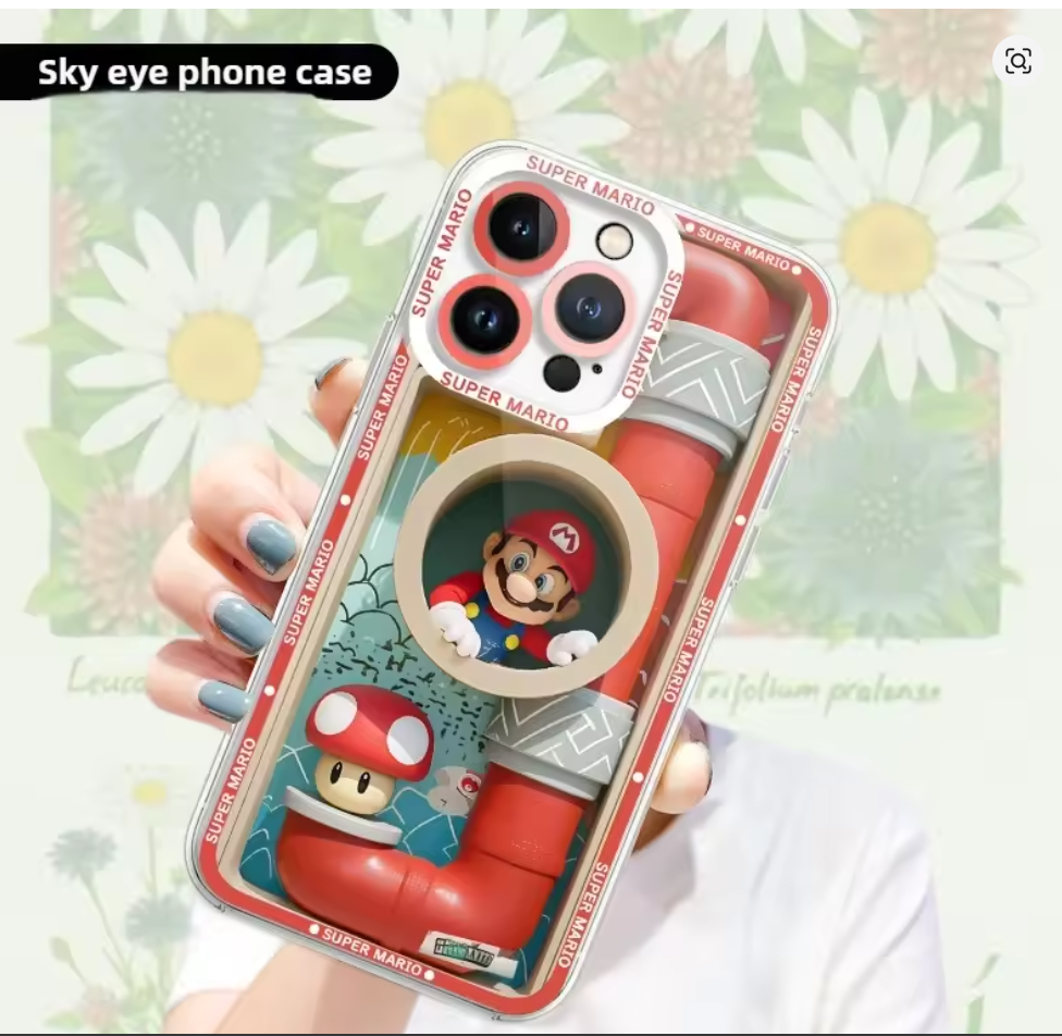 Case Anime Mario Bros Transparente para iPhone 11, 12, 13, 14, 15, 16 e 17