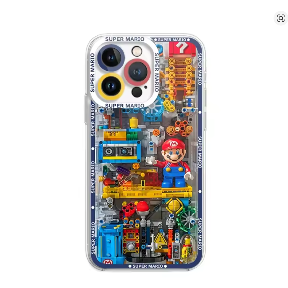 Case Anime Mario Bros Transparente para iPhone 11, 12, 13, 14, 15, 16 e 17