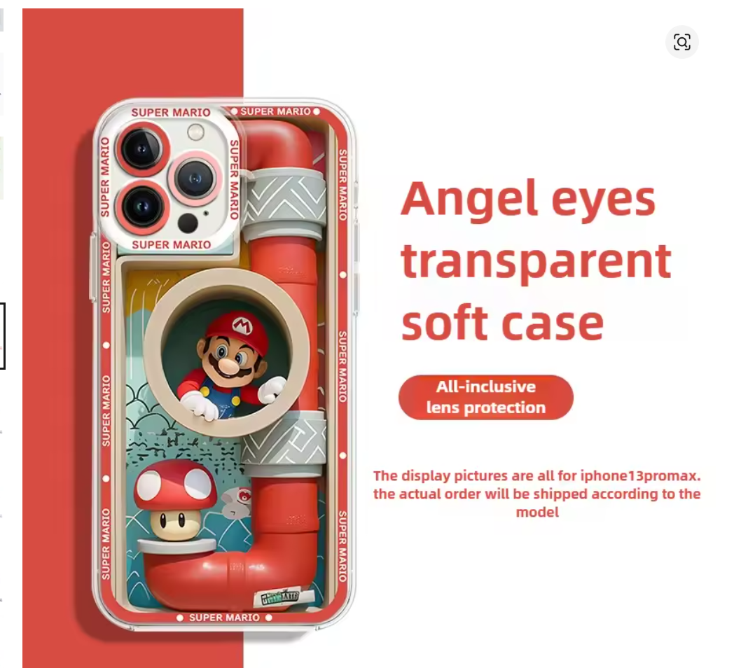 Case Anime Mario Bros Transparente para iPhone 11, 12, 13, 14, 15, 16 e 17