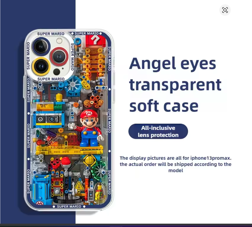 Case Anime Mario Bros Transparente para iPhone 11, 12, 13, 14, 15, 16 e 17