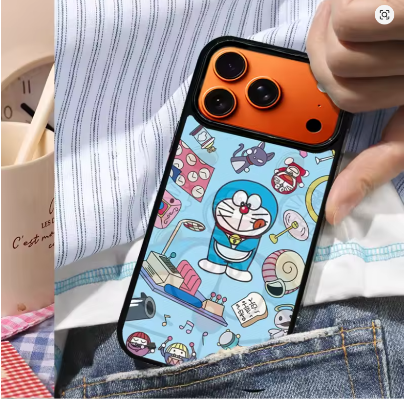 Case Magnética 2 em 1 3D Doraemon para iPhone 14, 15, 16 e 17