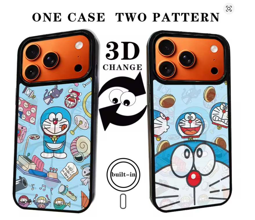 Case Magnética 2 em 1 3D Doraemon para iPhone 14, 15, 16 e 17