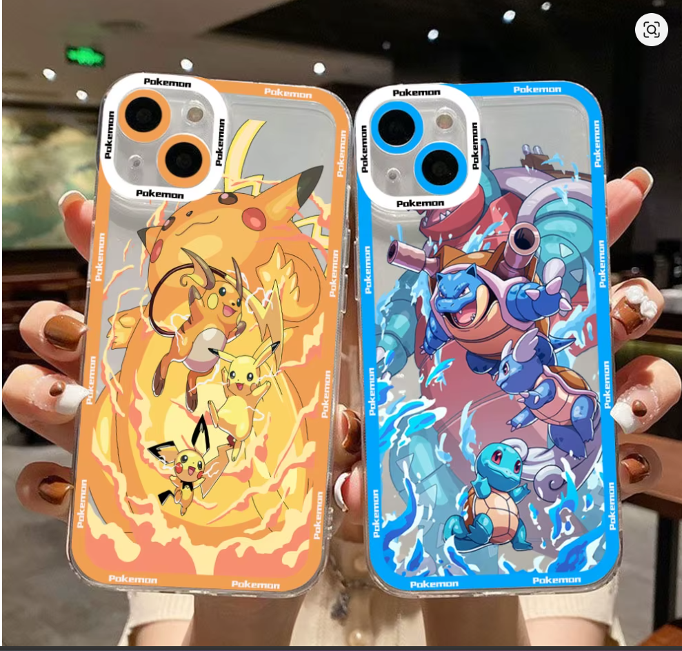 Capa Pokémon Anime Transparente para iPhone 7, 8, X, XR, XS, 11, 12, 13, 14, 15 e 16