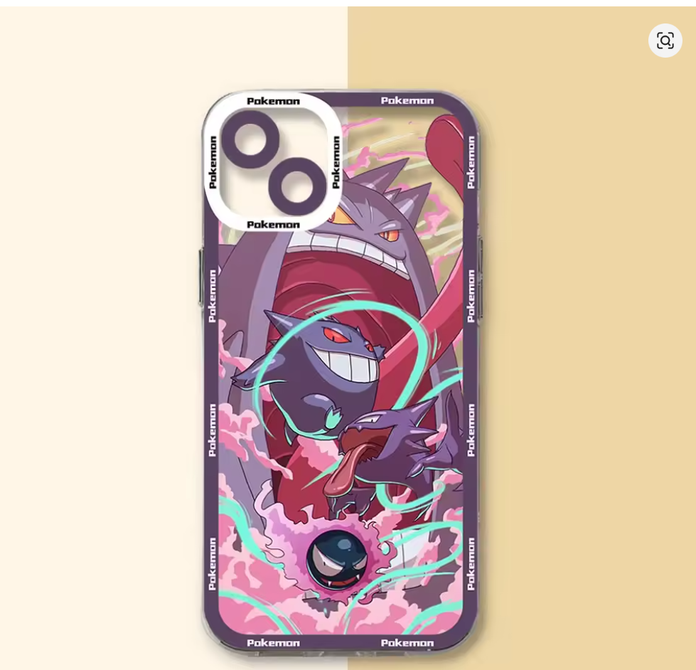 Capa Pokémon Anime Transparente para iPhone 7, 8, X, XR, XS, 11, 12, 13, 14, 15 e 16