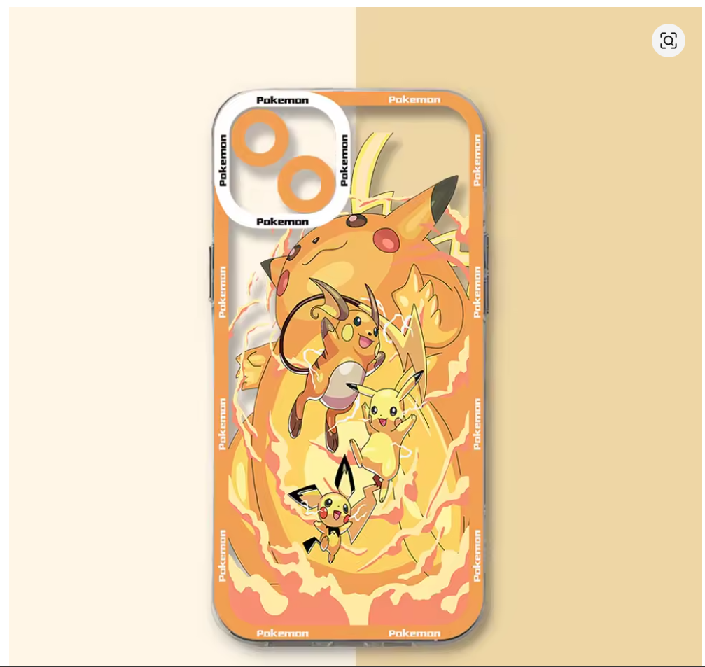 Capa Pokémon Anime Transparente para iPhone 7, 8, X, XR, XS, 11, 12, 13, 14, 15 e 16