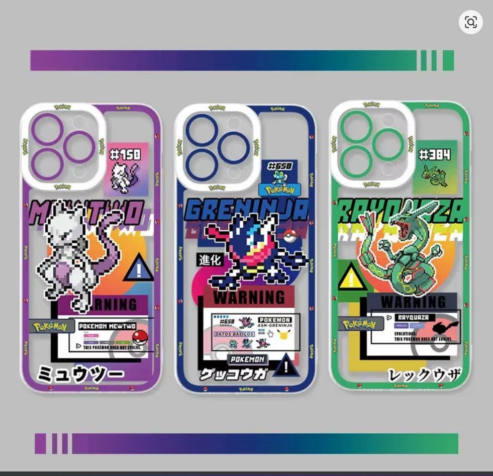 Capa Pokémon Anime Silicone Antichoque para iPhone 11, 12, 13, 14, 15, 16 e 17 Pro Max Air