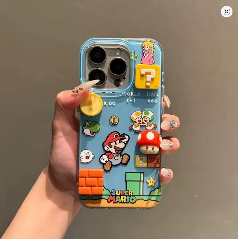 Case Anime Super Mario Bros Desenho 3D P/ Iphone 7 8 SE 11 12 13 14 15 16 17 Pro Max