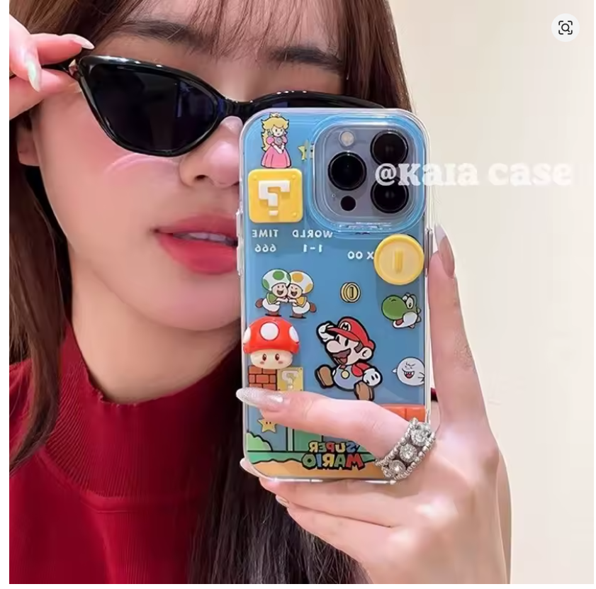 Case Anime Super Mario Bros Desenho 3D P/ Iphone 7 8 SE 11 12 13 14 15 16 17 Pro Max