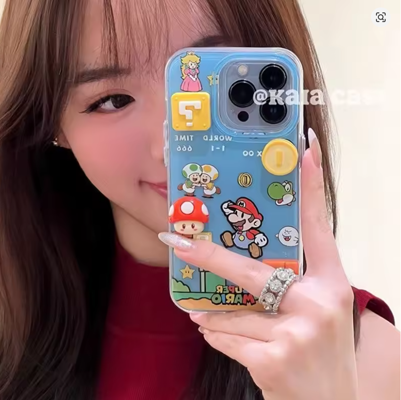 Case Anime Super Mario Bros Desenho 3D P/ Iphone 7 8 SE 11 12 13 14 15 16 17 Pro Max