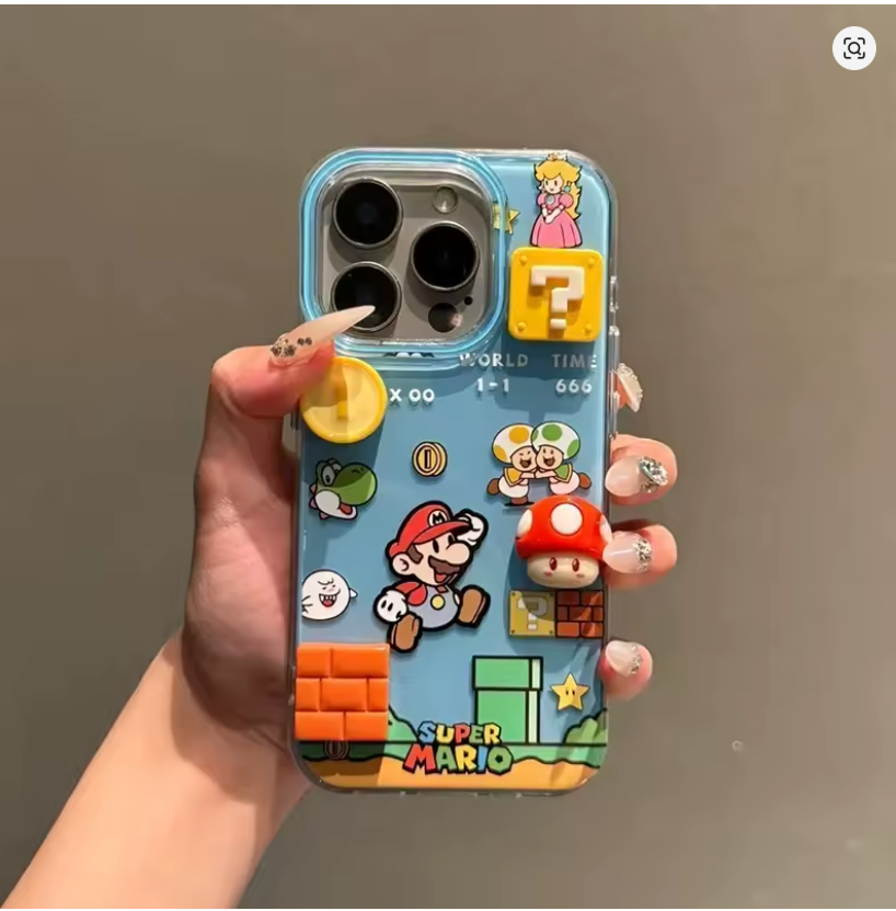 Case Anime Super Mario Bros Desenho 3D P/ Iphone 7 8 SE 11 12 13 14 15 16 17 Pro Max