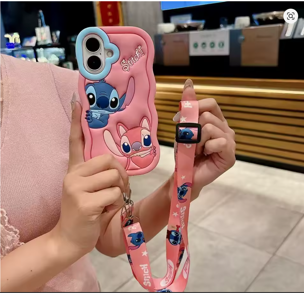 Case Anime Lilo e Stitch P Iphone 5 6 7 8 Plus X Xs Xr 11 12 13 14 15 16 Pro Max