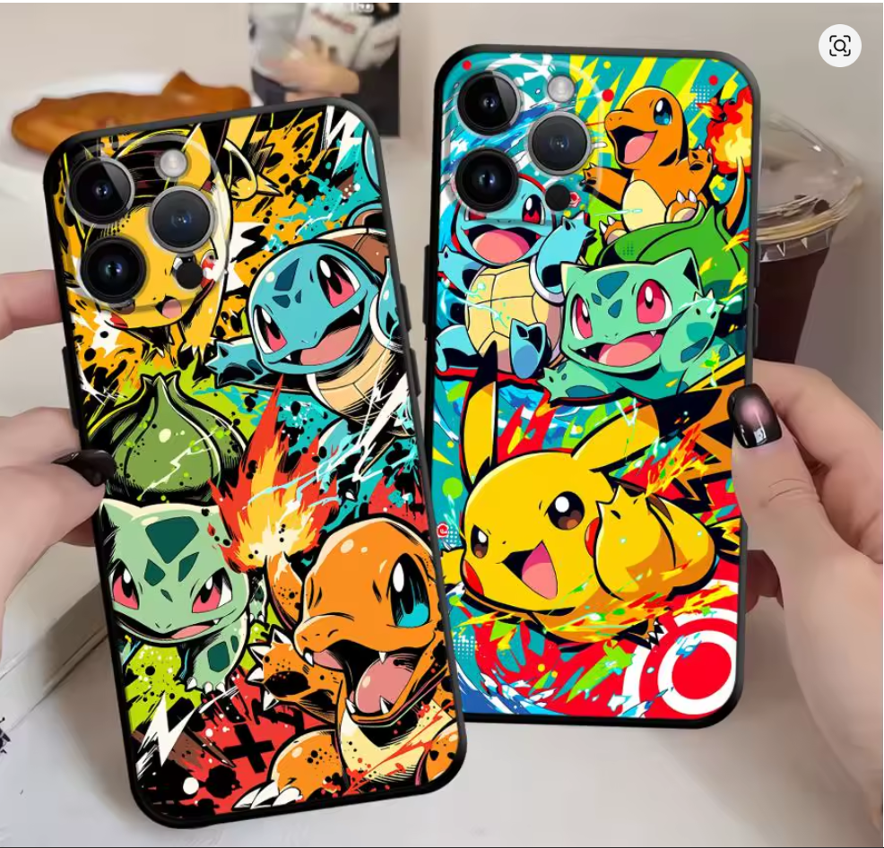 Case Pokémon Anime PC TPU para iPhone 6S ao 17 | SE, Mini, Pro, Max, Air, Plus