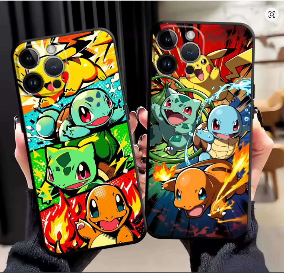 Case Pokémon Anime PC TPU para iPhone 6S ao 17 | SE, Mini, Pro, Max, Air, Plus