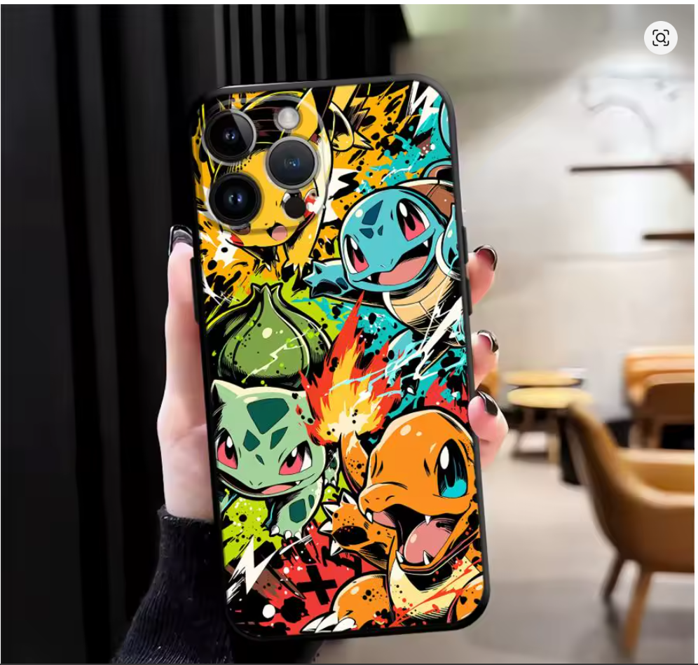 Case Pokémon Anime PC TPU para iPhone 6S ao 17 | SE, Mini, Pro, Max, Air, Plus