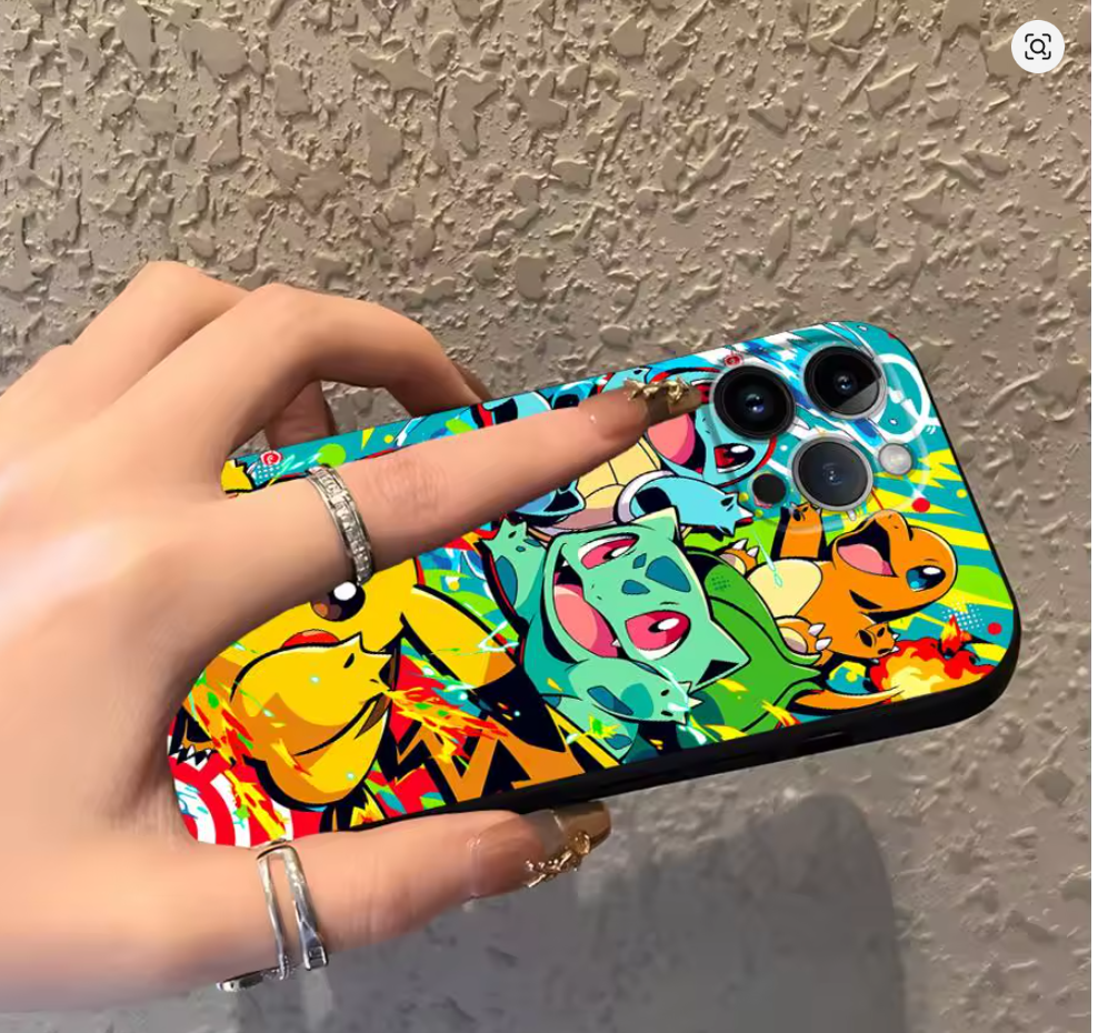 Case Pokémon Anime PC TPU para iPhone 6S ao 17 | SE, Mini, Pro, Max, Air, Plus