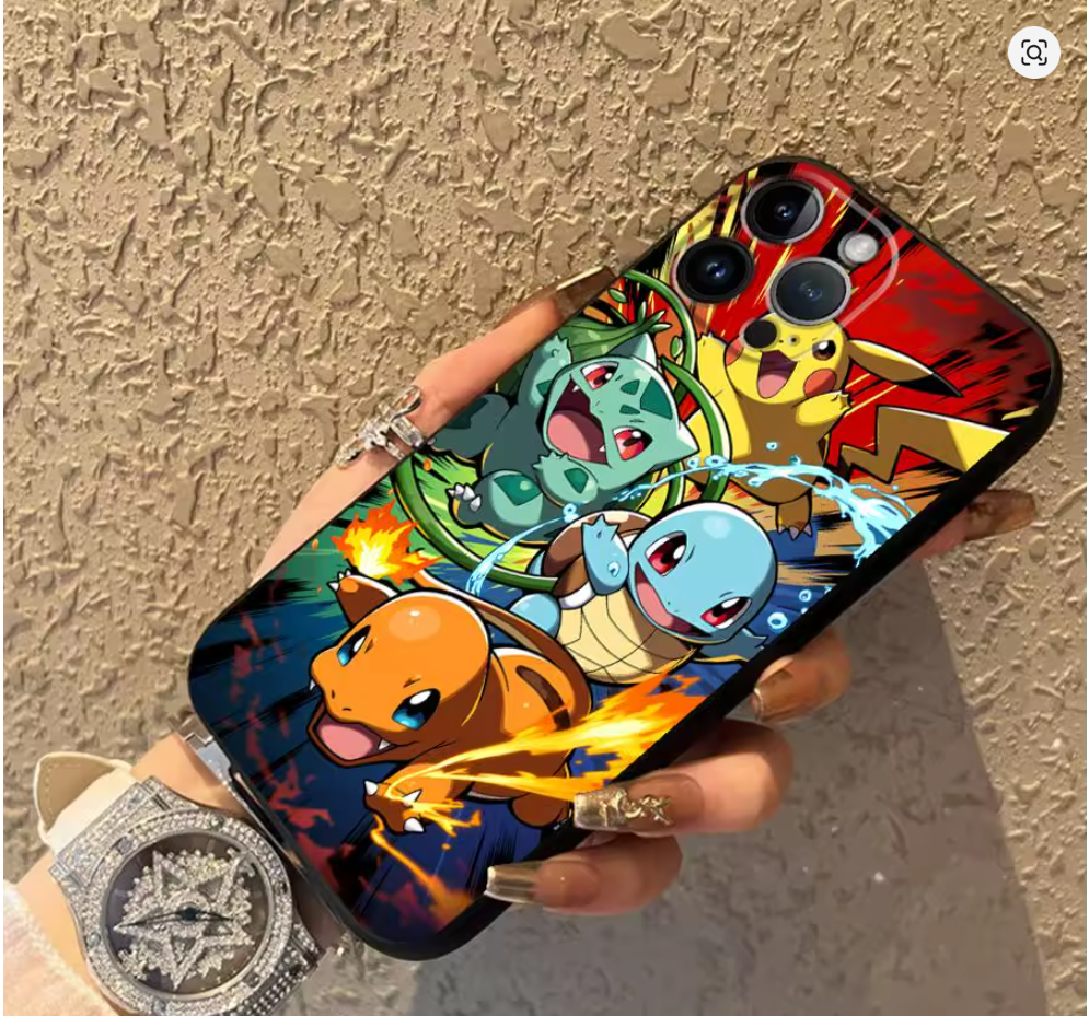 Case Pokémon Anime PC TPU para iPhone 6S ao 17 | SE, Mini, Pro, Max, Air, Plus