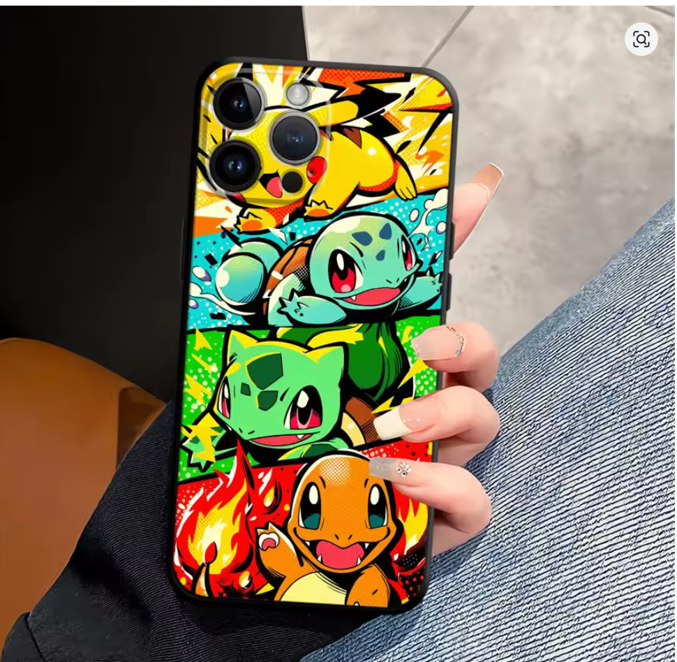 Case Pokémon Anime PC TPU para iPhone 6S ao 17 | SE, Mini, Pro, Max, Air, Plus