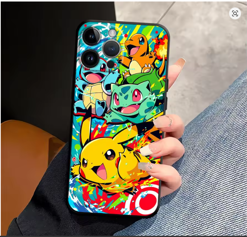 Case Pokémon Anime PC TPU para iPhone 6S ao 17 | SE, Mini, Pro, Max, Air, Plus