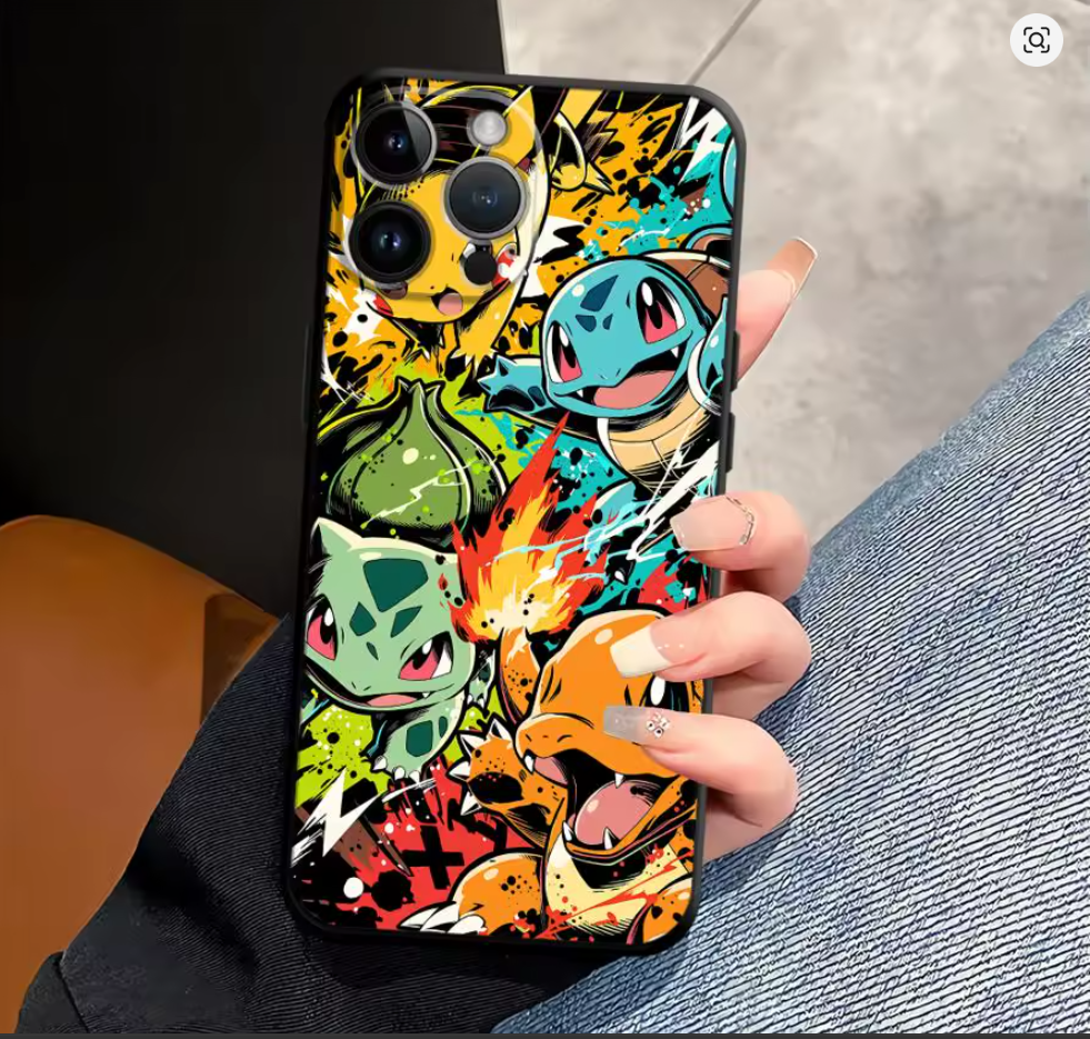 Case Pokémon Anime PC TPU para iPhone 6S ao 17 | SE, Mini, Pro, Max, Air, Plus