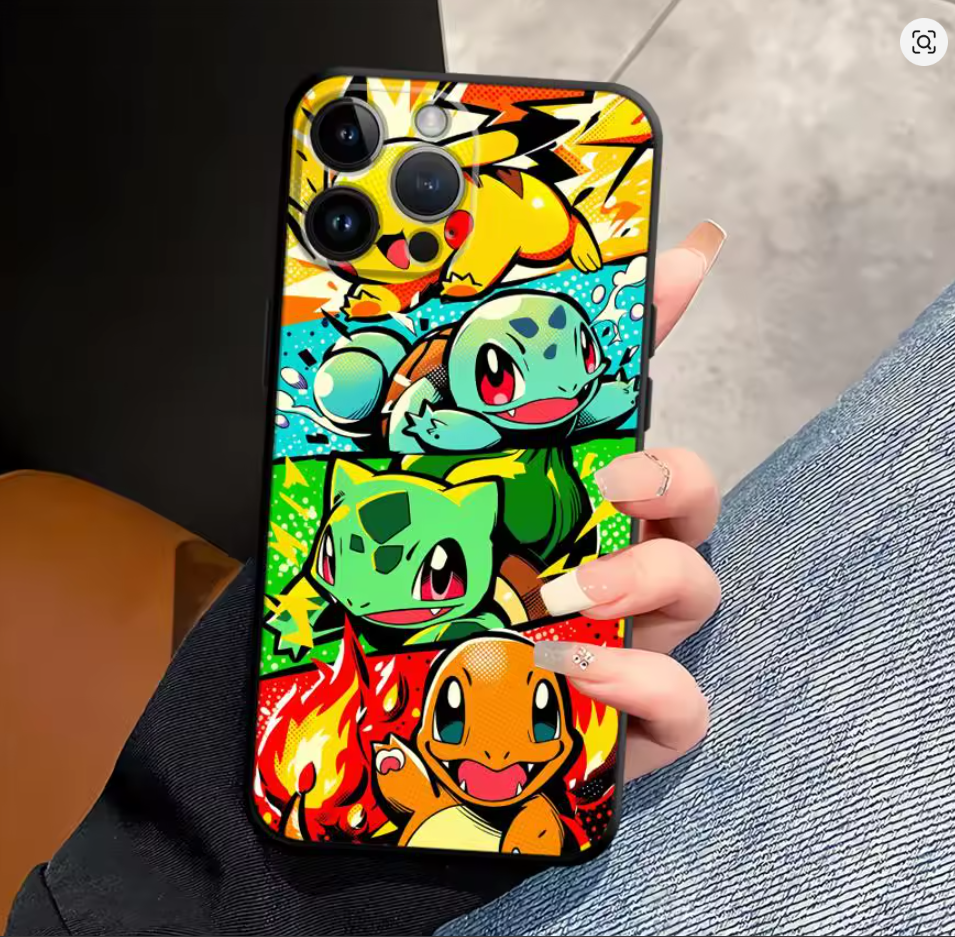 Case Pokémon Anime PC TPU para iPhone 6S ao 17 | SE, Mini, Pro, Max, Air, Plus
