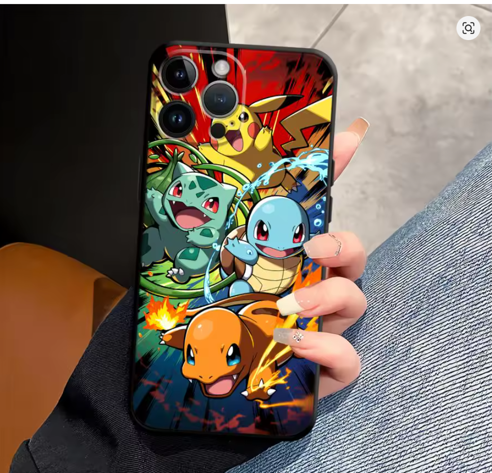 Case Pokémon Anime PC TPU para iPhone 6S ao 17 | SE, Mini, Pro, Max, Air, Plus