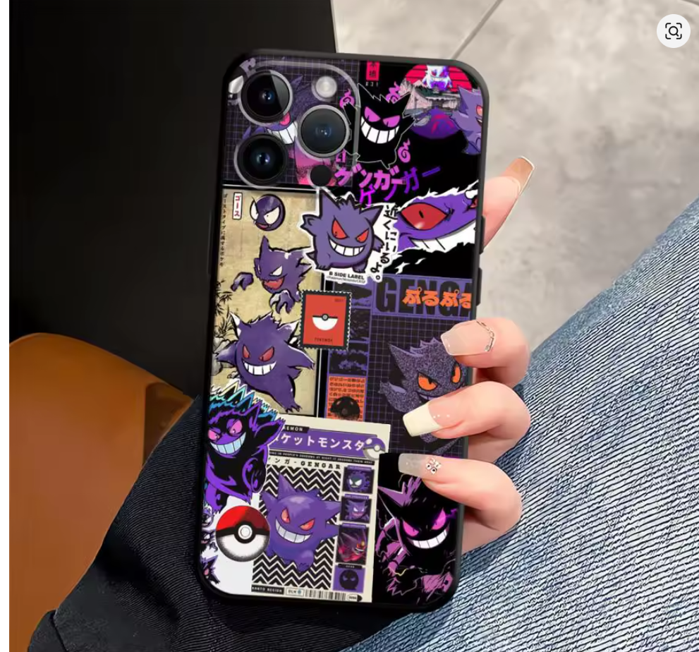 Case Pokémon Anime PC TPU para iPhone 6S ao 17 | SE, Mini, Pro, Max, Air, Plus