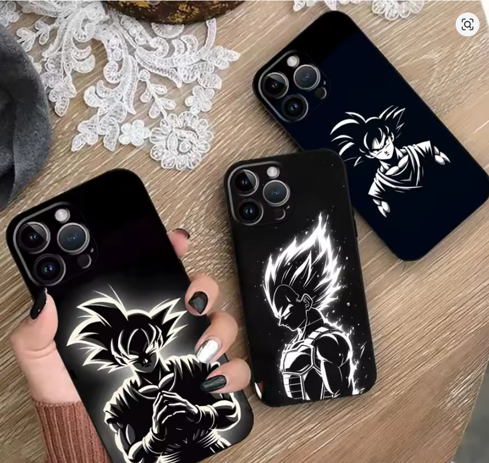 Capa dragon ball z silicone tpu Preto branco Iphone 6 7 8 9 10 11 12 13 14 15 16