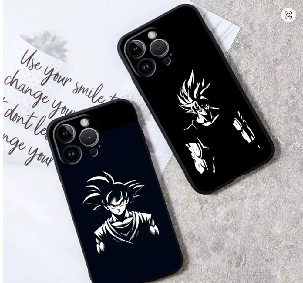 Capa dragon ball z silicone tpu Preto branco Iphone 6 7 8 9 10 11 12 13 14 15 16