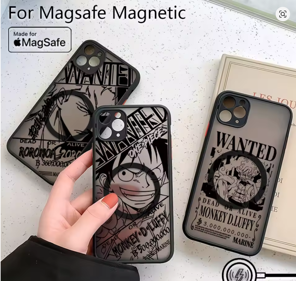 Capa Magnética Fosca L-Luffy One Piece iPhone 7 8 XS Max 11 12 13 14 15 16 17