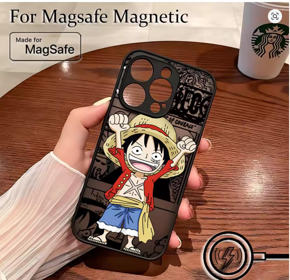 Capa Magnética Fosca L-Luffy One Piece iPhone 7 8 XS Max 11 12 13 14 15 16 17