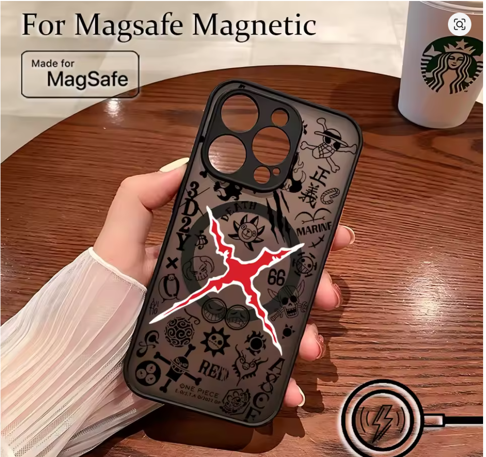 Capa Magnética Fosca L-Luffy One Piece iPhone 7 8 XS Max 11 12 13 14 15 16 17
