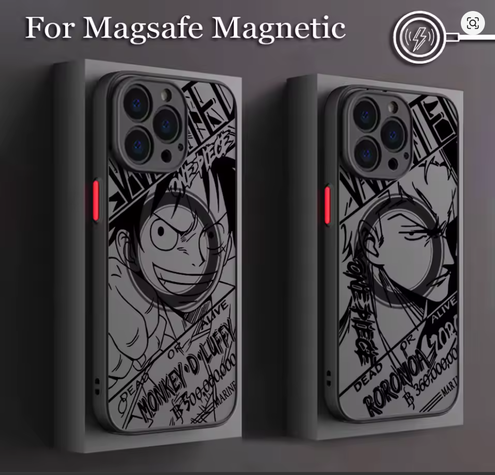 Capa Magnética Fosca L-Luffy One Piece iPhone 7 8 XS Max 11 12 13 14 15 16 17