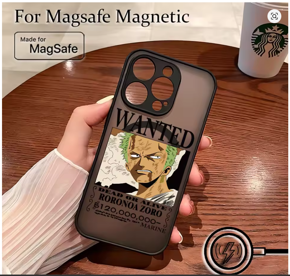 Capa Magnética Fosca L-Luffy One Piece iPhone 7 8 XS Max 11 12 13 14 15 16 17