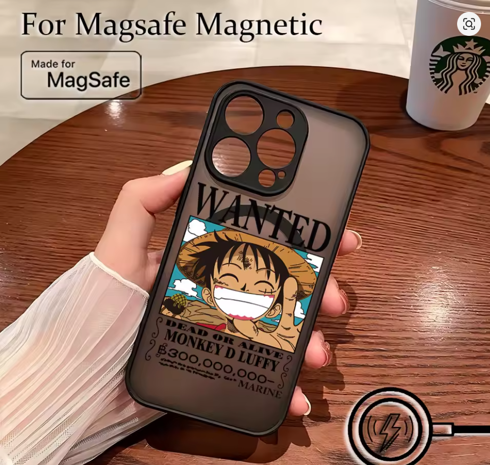 Capa Magnética Fosca L-Luffy One Piece iPhone 7 8 XS Max 11 12 13 14 15 16 17