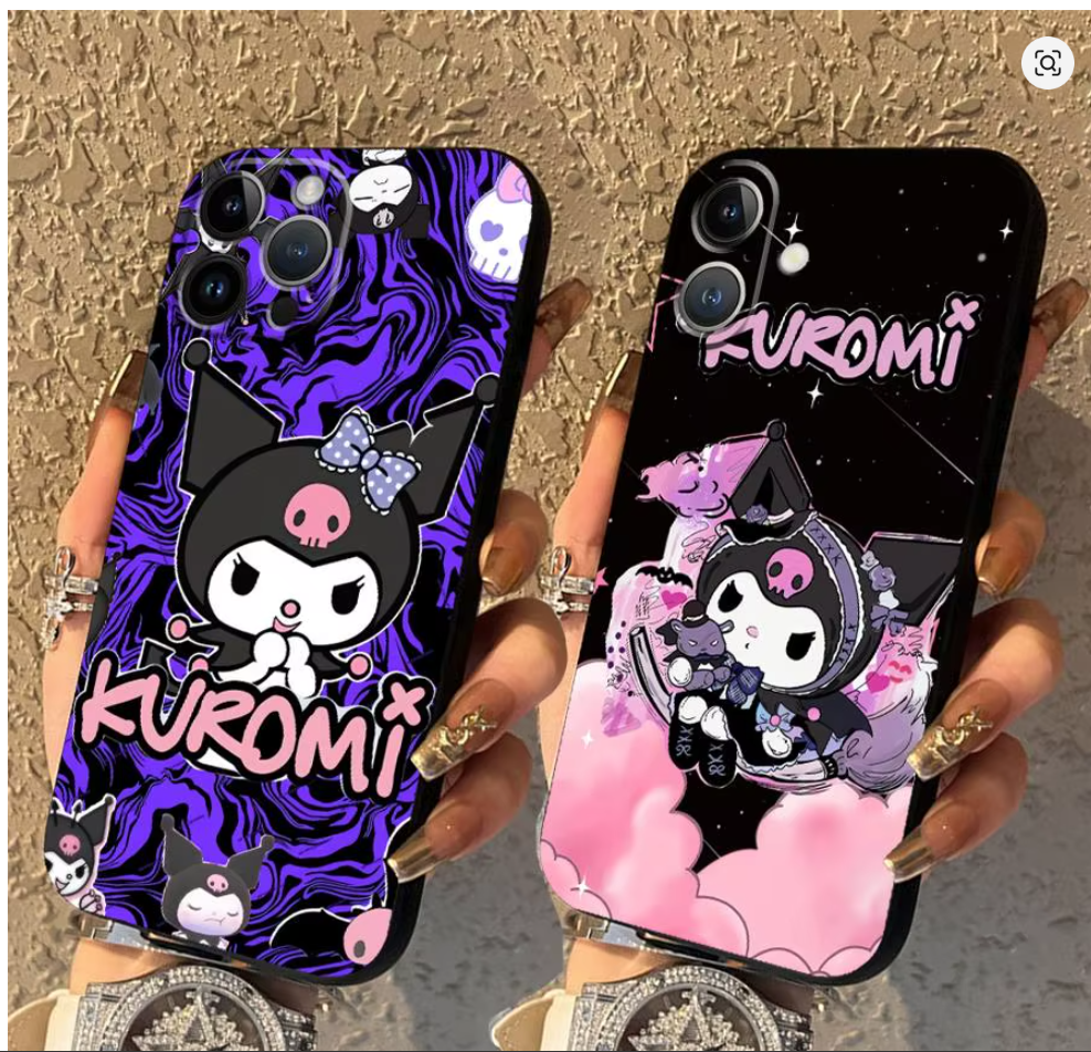 Case Anime Fofa Sanrio Kuromi Iphone Xr Xs 7 8 11 12 13 14 15 16 17 Air Pro Max
