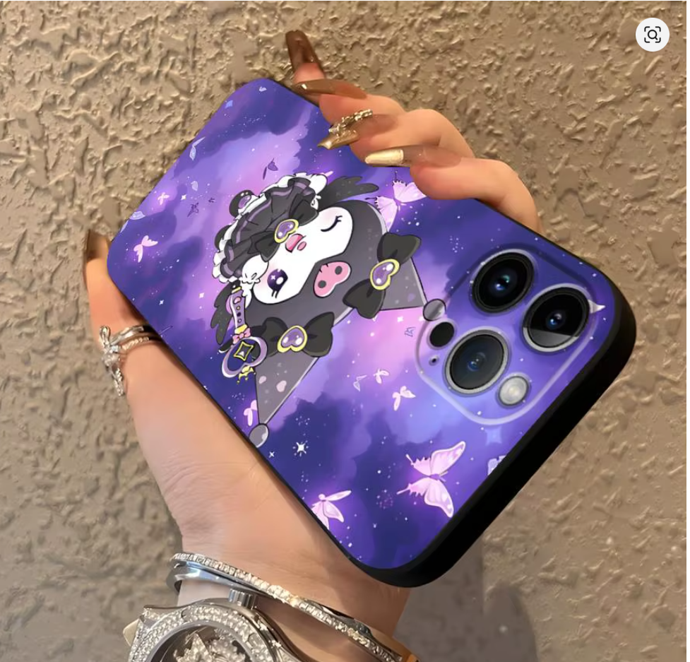 Case Anime Fofa Sanrio Kuromi Iphone Xr Xs 7 8 11 12 13 14 15 16 17 Air Pro Max