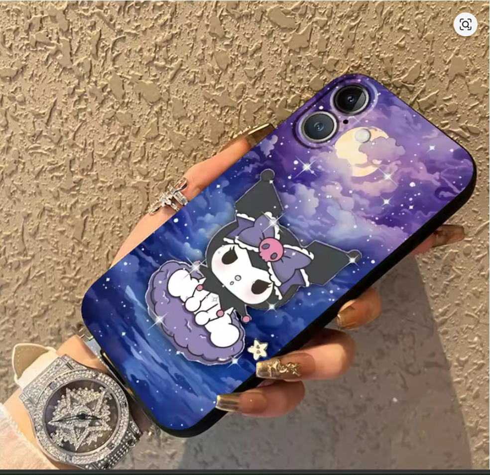 Case Anime Fofa Sanrio Kuromi Iphone Xr Xs 7 8 11 12 13 14 15 16 17 Air Pro Max