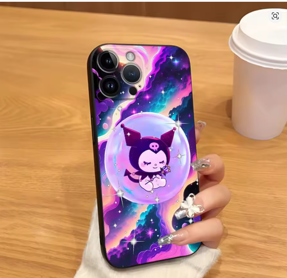 Case Anime Fofa Sanrio Kuromi Iphone Xr Xs 7 8 11 12 13 14 15 16 17 Air Pro Max
