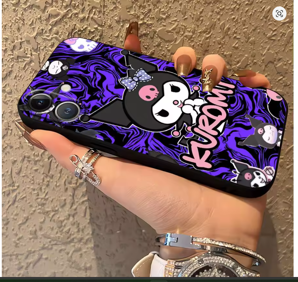 Case Anime Fofa Sanrio Kuromi Iphone Xr Xs 7 8 11 12 13 14 15 16 17 Air Pro Max
