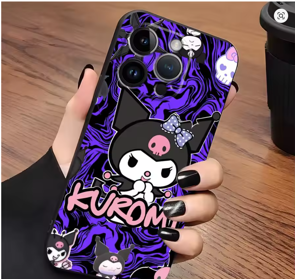 Case Anime Fofa Sanrio Kuromi Iphone Xr Xs 7 8 11 12 13 14 15 16 17 Air Pro Max