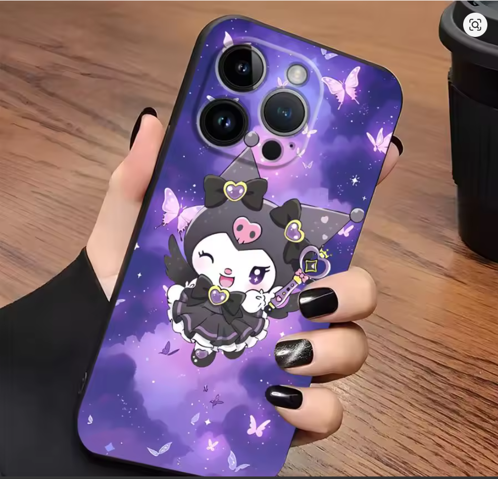 Case Anime Fofa Sanrio Kuromi Iphone Xr Xs 7 8 11 12 13 14 15 16 17 Air Pro Max