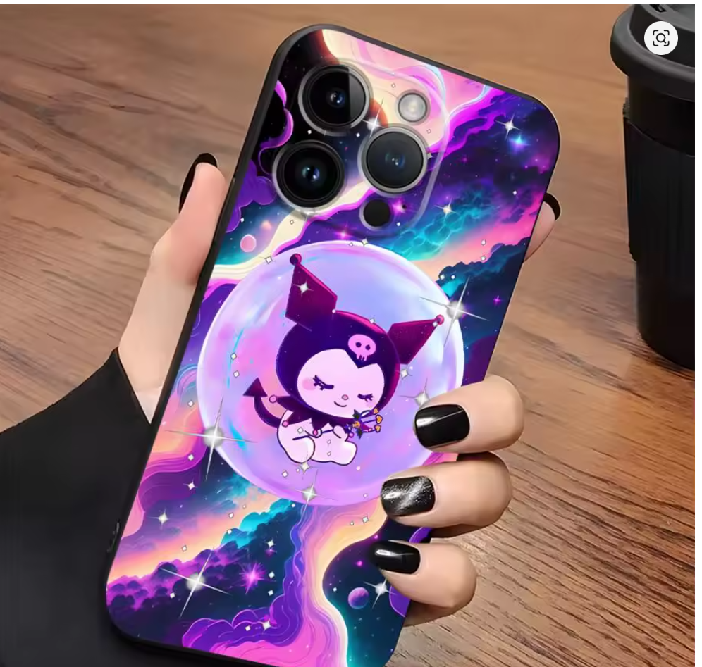 Case Anime Fofa Sanrio Kuromi Iphone Xr Xs 7 8 11 12 13 14 15 16 17 Air Pro Max