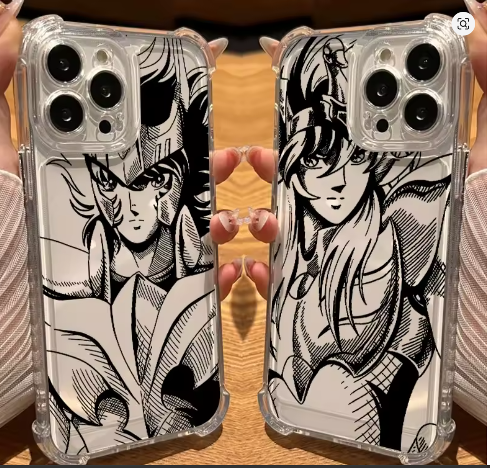 Capa Anime Saints Ceya Cavaleiros do Zodiaco Preto Branco Iphone 11 12 13 14 15 16 17 plus pro max