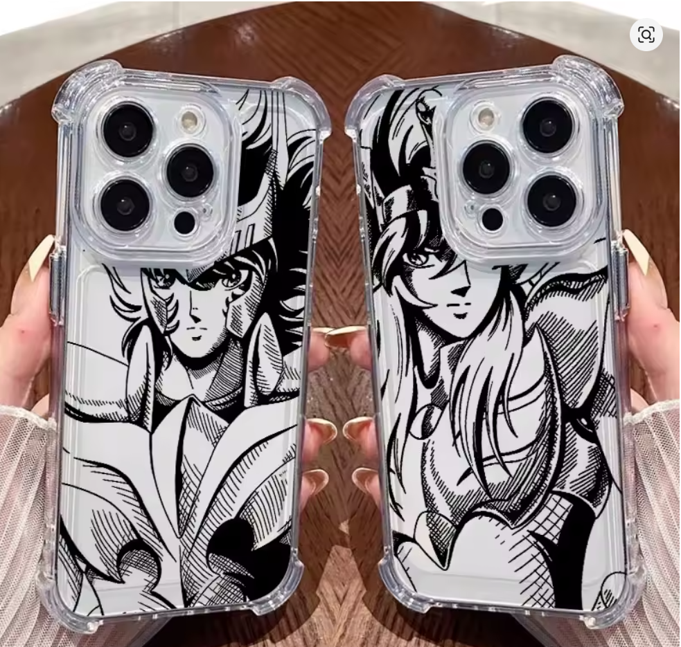 Capa Anime Saints Ceya Cavaleiros do Zodiaco Preto Branco Iphone 11 12 13 14 15 16 17 plus pro max