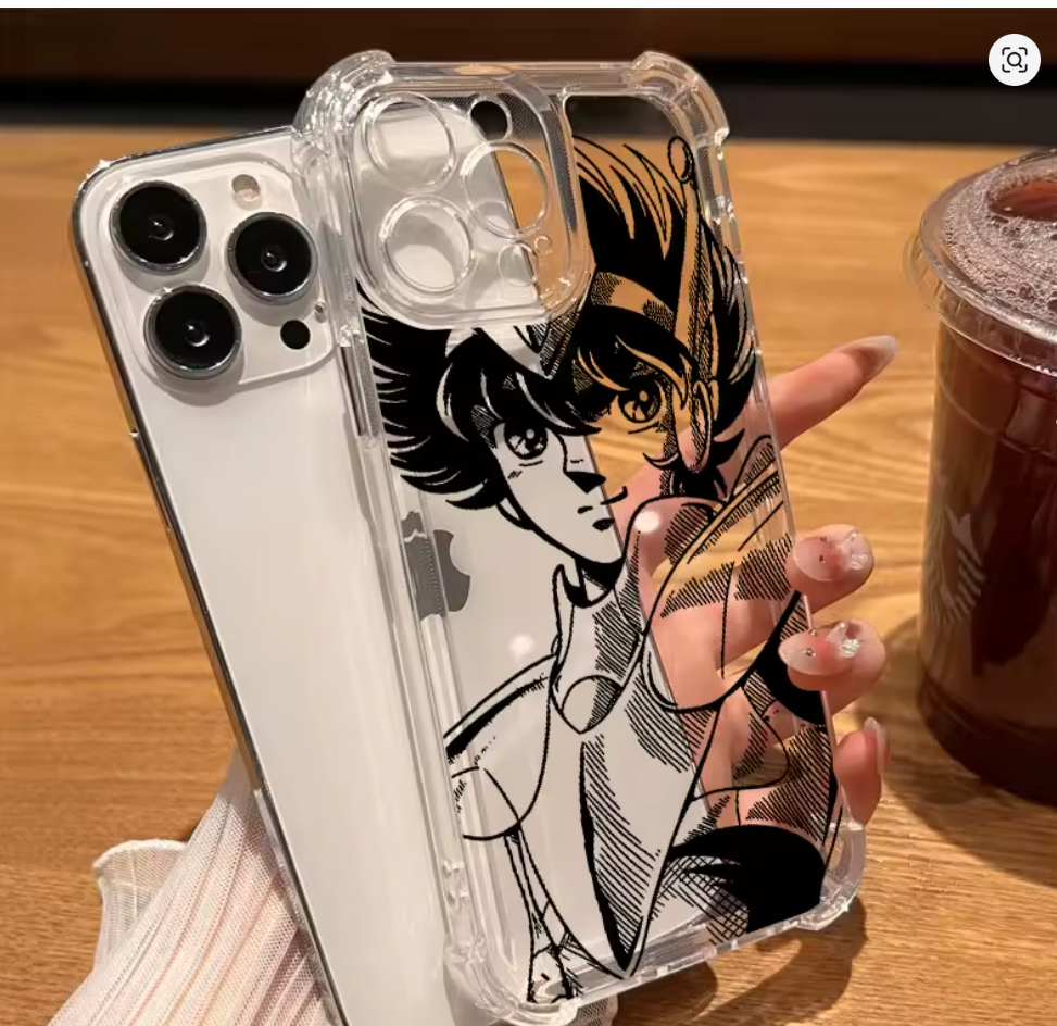 Capa Anime Saints Ceya Cavaleiros do Zodiaco Preto Branco Iphone 11 12 13 14 15 16 17 plus pro max