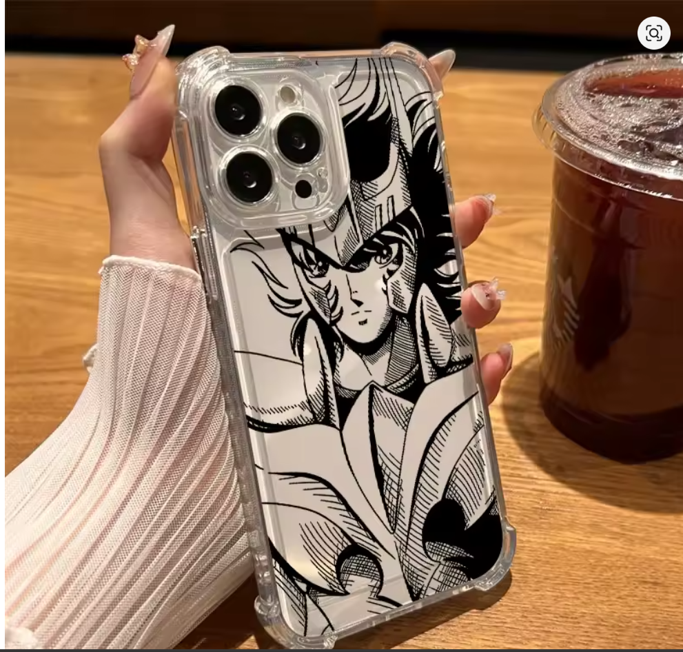 Capa Anime Saints Ceya Cavaleiros do Zodiaco Preto Branco Iphone 11 12 13 14 15 16 17 plus pro max